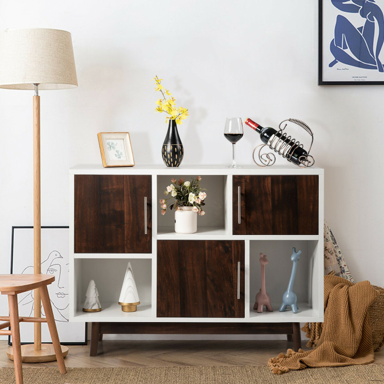 Wood Display Sideboard Storage Cabinet with Storage CompartmentsCostway Gallery View 1 of 12