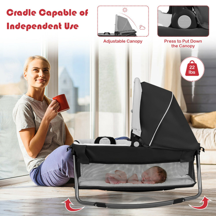 4-in-1 Convertible Portable Baby Play yard with Toys and Music Player-RedCostway Gallery View 8 of 12