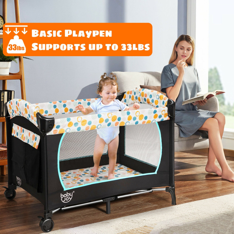 4-in-1 Convertible Portable Baby Playard with Changing Station-BlueCostway Gallery View 3 of 11