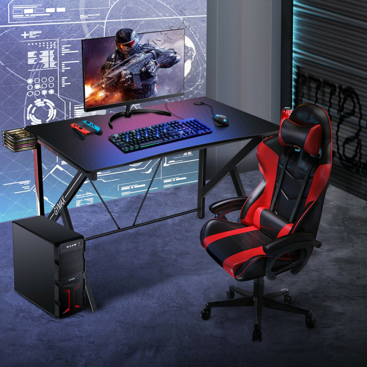 45-Inch K-Shaped Computer Gaming Desk with Cup Headphone Holder and Game StorageCostway Gallery View 2 of 11
