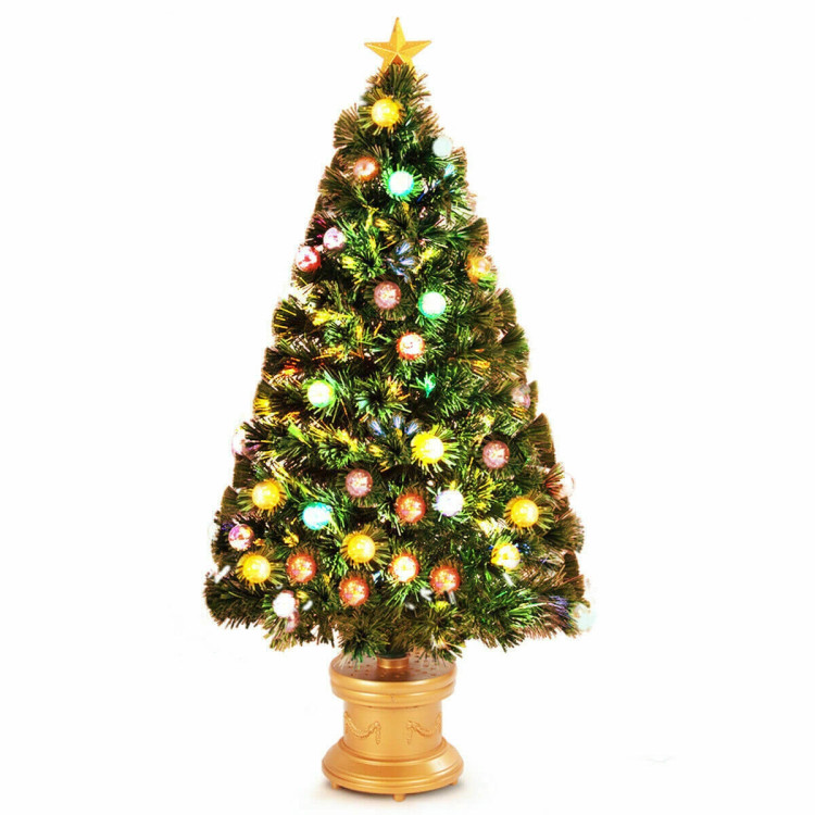 Pre-Lit Fiber Optical Firework Christmas Tree-4'Costway Gallery View 4 of 10