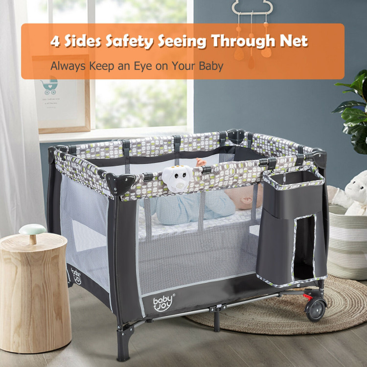 4-in-1 Portable Baby Playard with Changing Station and NetCostway Gallery View 16 of 17