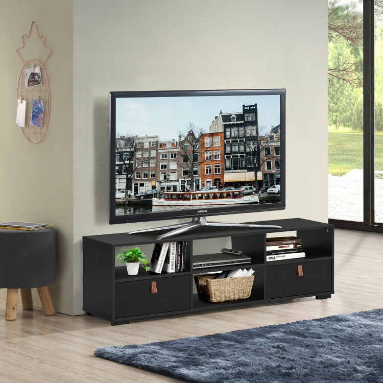 TV Stand Entertainment Media Center Console for TV's up to 60 Inch with Drawers-BlackCostway Gallery View 1 of 12