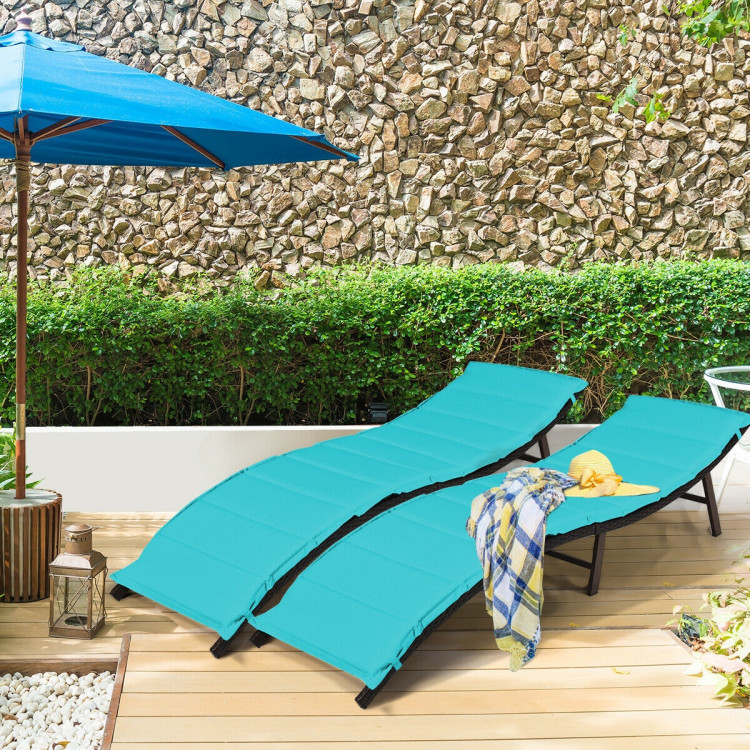 2 Pieces Folding Patio Lounger Chair - Gallery View 3 of 13