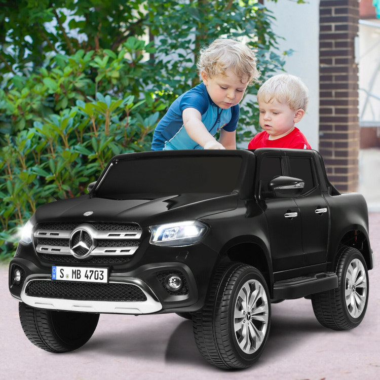 12V 2-Seater Kids Ride On Car Licensed Mercedes Benz X Class RC with Trunk-BlackCostway Gallery View 2 of 13