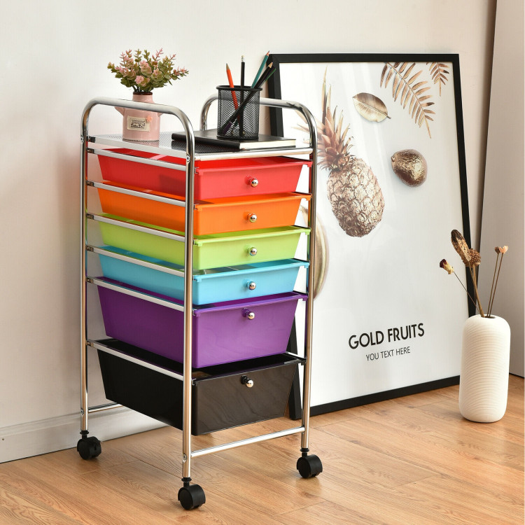 6 Drawers Rolling Storage Cart Organizer-MulticolorCostway Gallery View 2 of 13