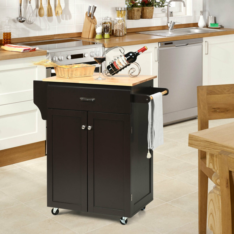 Utility Rolling Storage Cabinet Kitchen Island Cart with Spice Rack-BrownCostway Gallery View 2 of 12