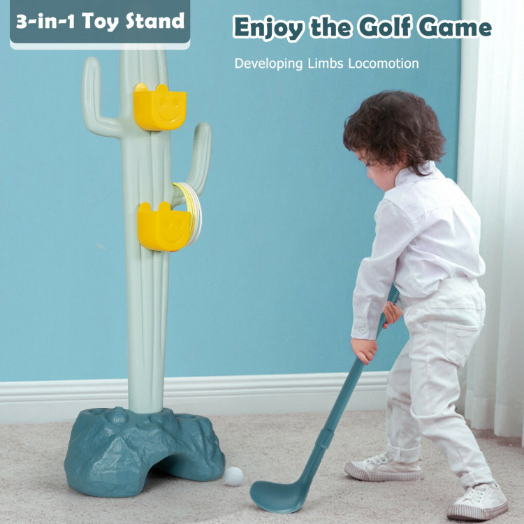 3-in-1 Cactus Toy Stand Sports Activity Center with Golf and Ring-TossCostway Gallery View 6 of 12