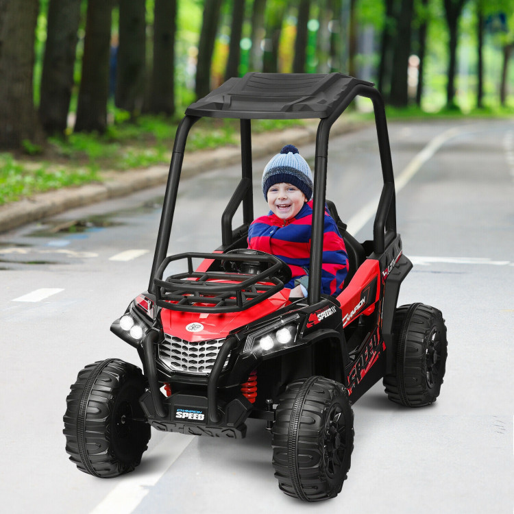 12V Kids RC Electric Ride On Off-Road UTV Truck with MP3 and Light-RedCostway Gallery View 6 of 12