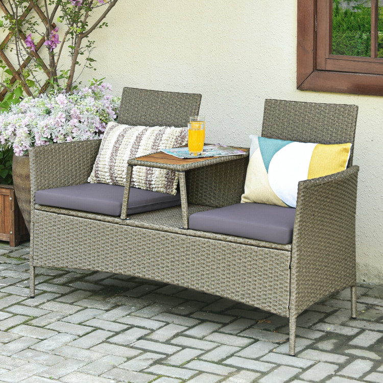 2-Person Patio Rattan Conversation Furniture Set with Coffee TableCostway Gallery View 3 of 12
