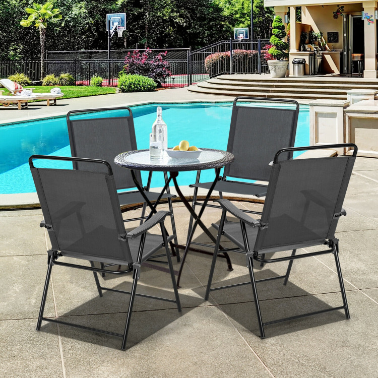 4 Pieces Portable Outdoor Folding Chair with ArmrestCostway Gallery View 2 of 11