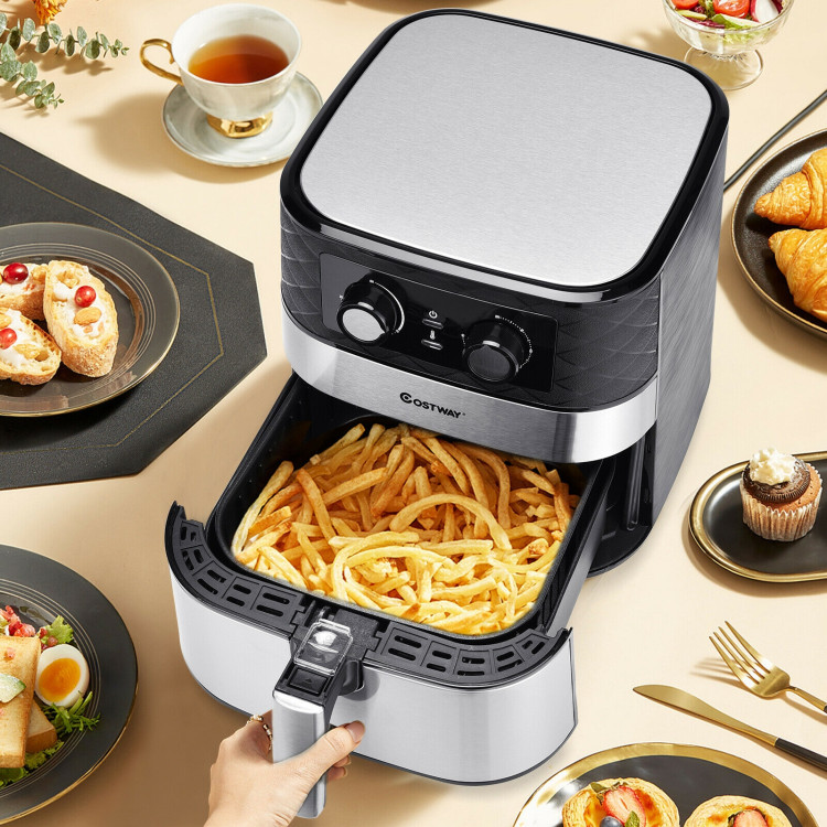 1700W 5.3 QT Electric Hot Air Fryer with Stainless steel and Non-Stick Fry Basket-BlackCostway Gallery View 2 of 12