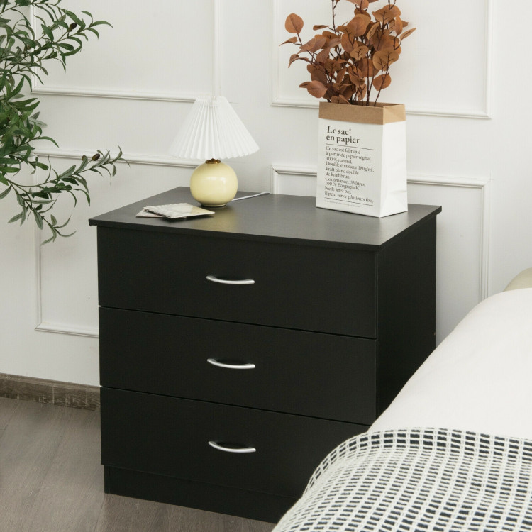 3 Drawer Dresser Chest of Drawer with Wide Storage Space Organiser-BlackCostway Gallery View 2 of 12