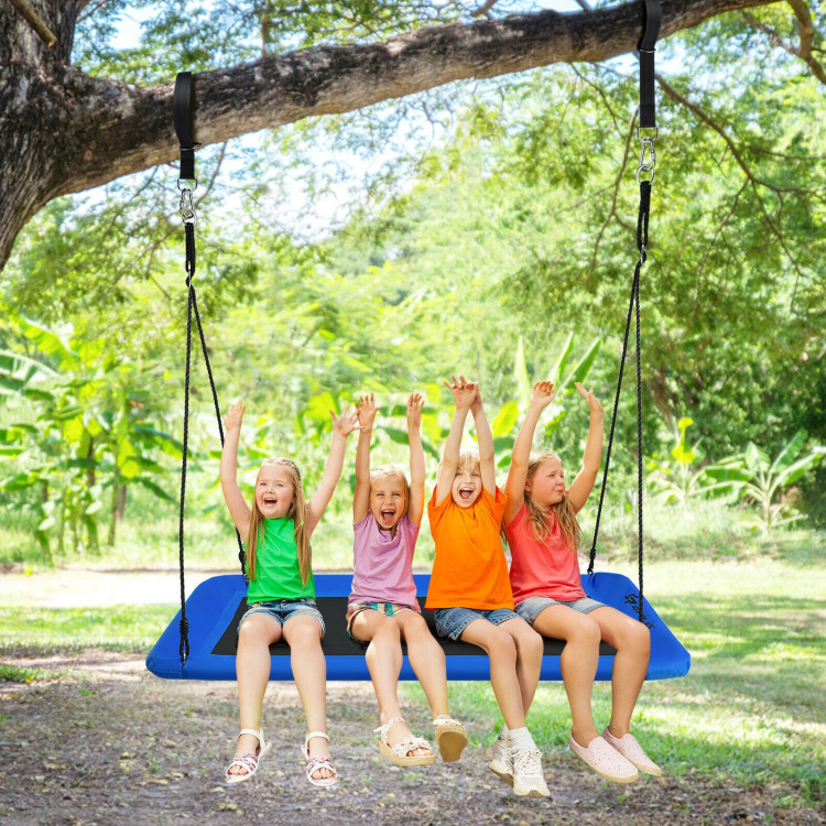 60 Inches Platform Tree Swing Outdoor with  2 Hanging Straps-BlueCostway Gallery View 1 of 9