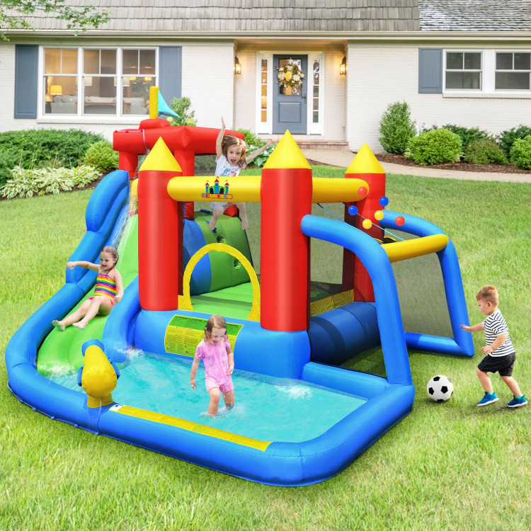 Inflatable Bouncer Bounce House with Water Slide Splash Pool without BlowerCostway Gallery View 2 of 12