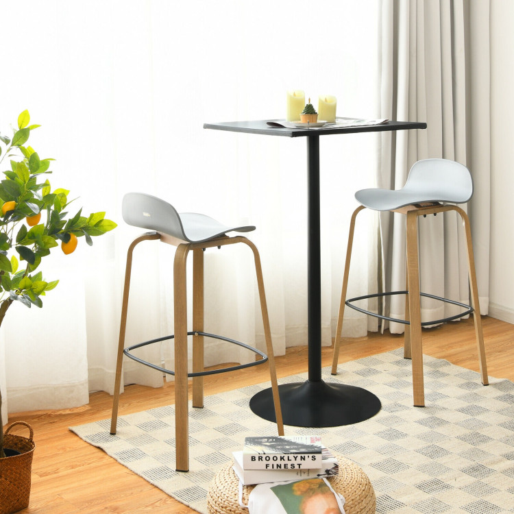 Set of 2 Modern Barstools Pub Chairs with Low Back and Metal Legs-GrayCostway Gallery View 2 of 12