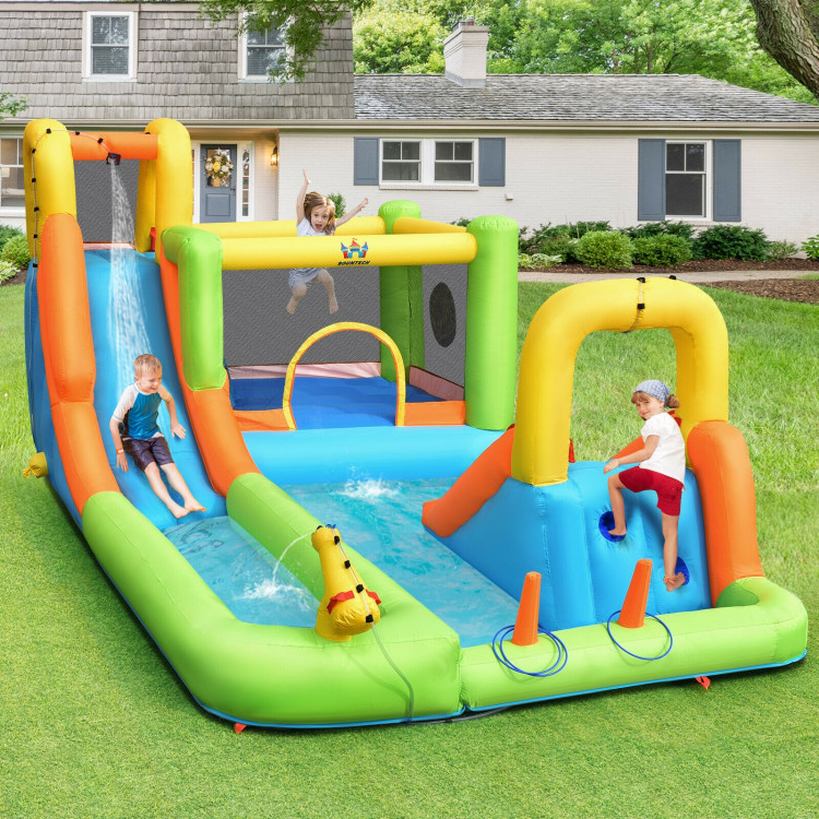 Inflatable Water Slide Park Bounce House Without BlowerCostway Gallery View 2 of 12