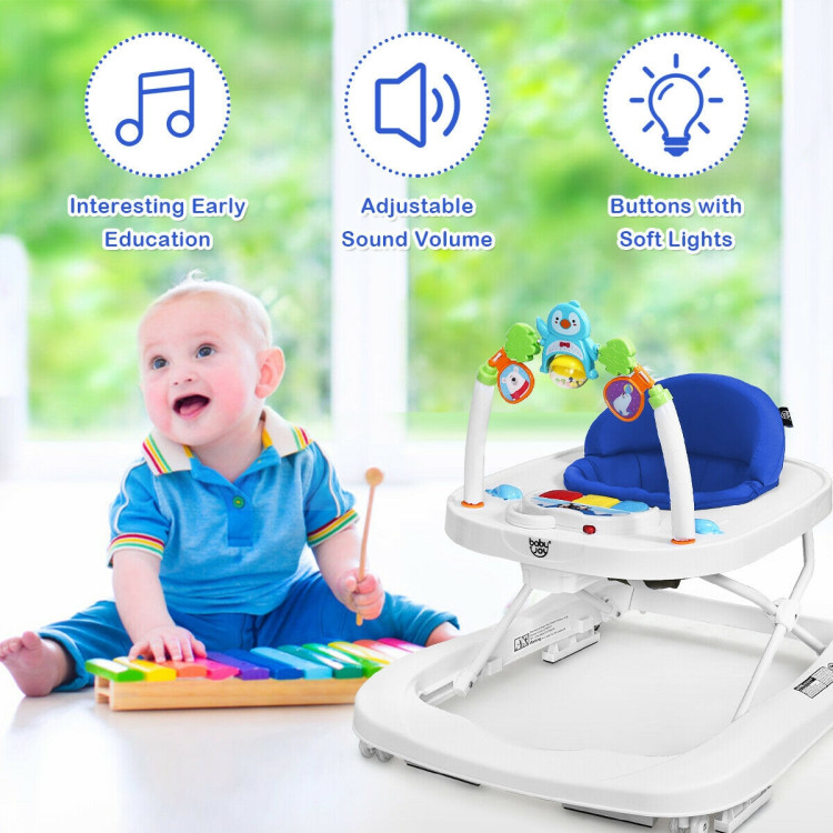 2-in-1 Foldable Baby Walker with Adjustable Heights-BlueCostway Gallery View 3 of 12