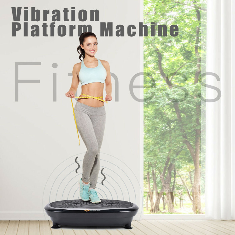 Mini Vibration Body Fitness Platform with Loop Bands-BlackCostway Gallery View 7 of 12