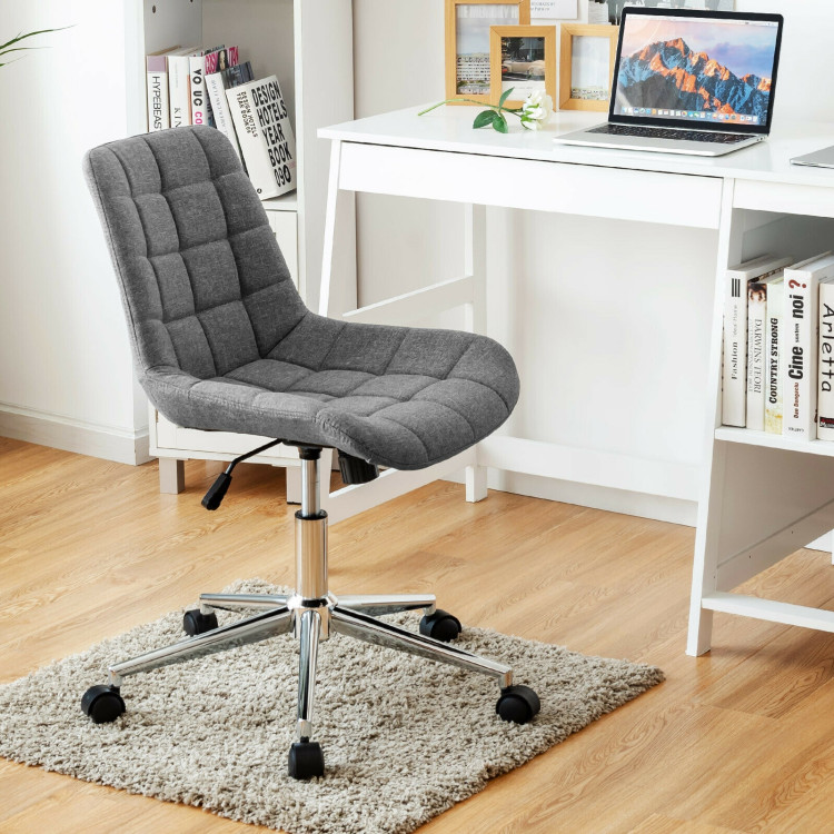 Fabric Adjustable Mid-Back Armless Office Swivel ChairCostway Gallery View 7 of 12