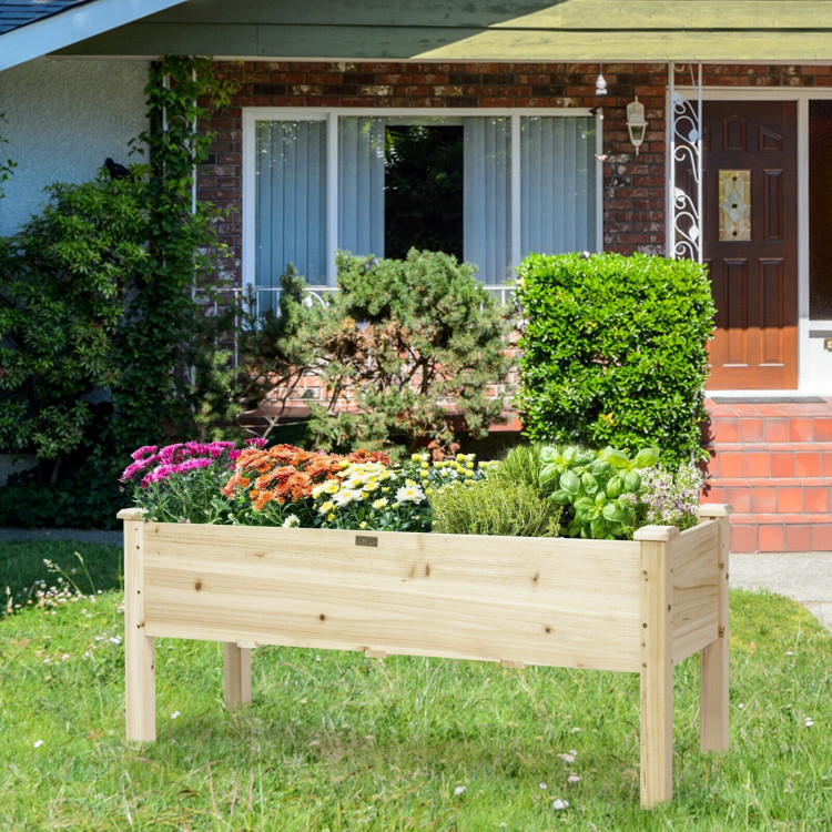 Raised Garden Bed Elevated Planter Box Wood for Vegetable Flower HerbCostway Gallery View 9 of 12
