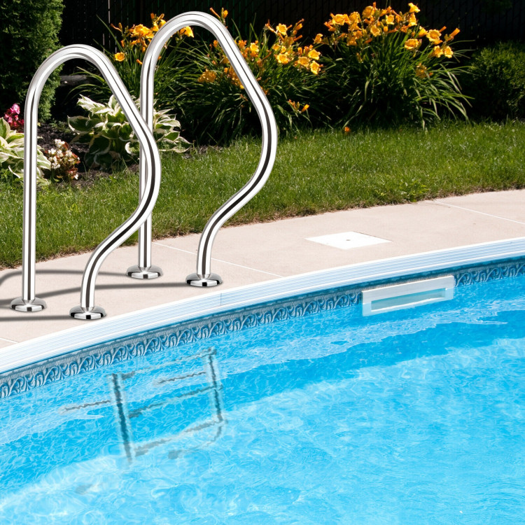 Split Swimming Pool Ladder Stainless Steel 3-Step Ladder and 2 HandrailsCostway Gallery View 1 of 11