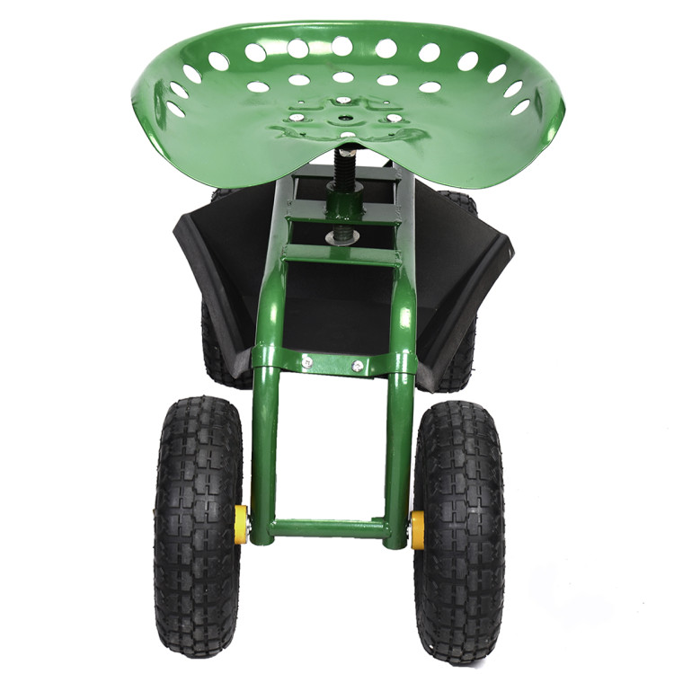 Red/Green Garden Cart Rolling Work Seat With Heavy Duty Tool Tray Gardening Planting-GreenCostway Gallery View 7 of 12