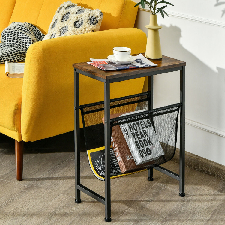 Narrow End Table with Magazine Holder Sling for Small SpaceCostway Gallery View 2 of 12