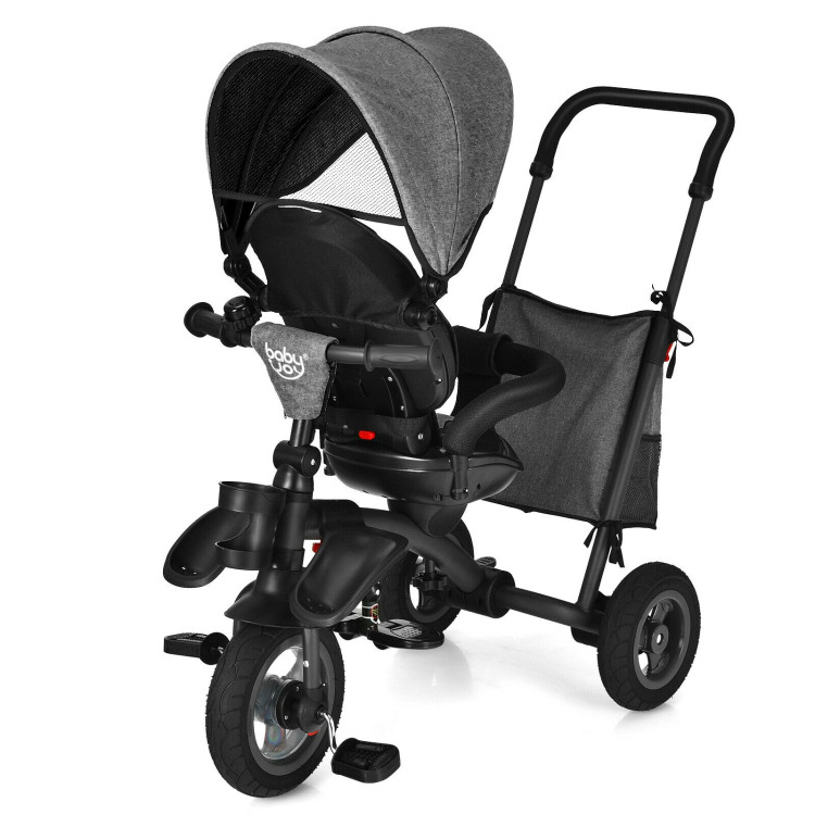 7-In-1 Baby Folding Tricycle Stroller with Rotatable Seat-GrayCostway Gallery View 3 of 4