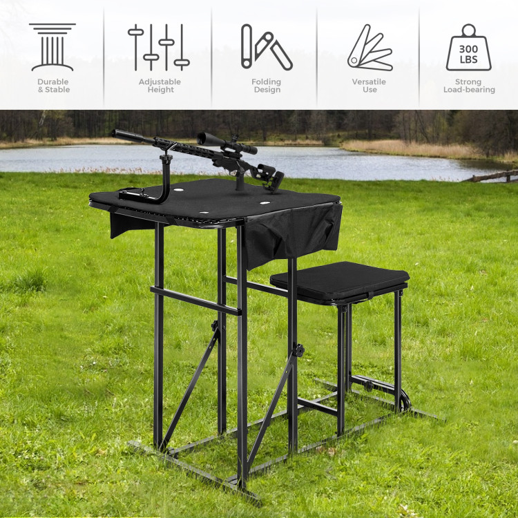 Foldable Shooting Bench with Adjustable Height TableCostway Gallery View 2 of 14