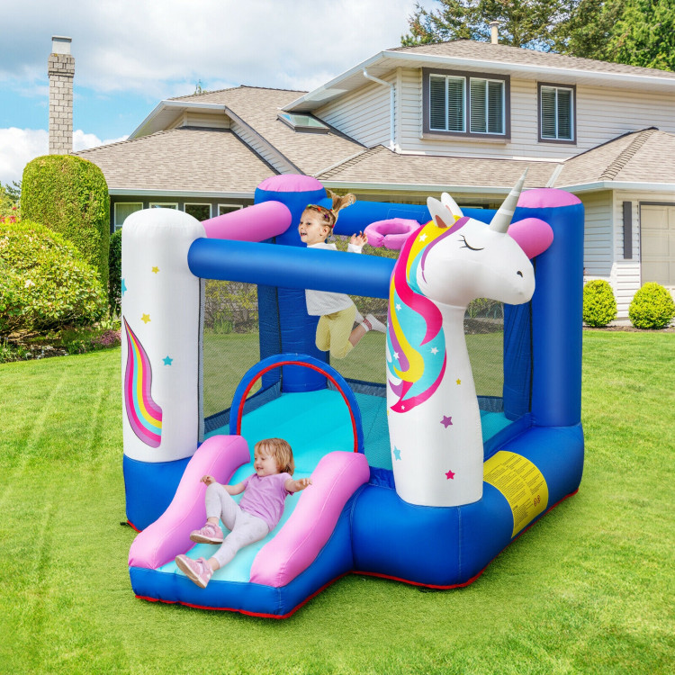 Inflatable Slide Bouncer with Basketball Hoop for Kids Without BlowerCostway Gallery View 7 of 12