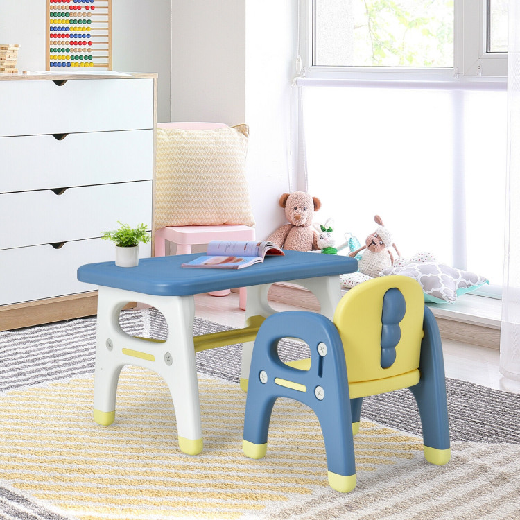 Kids Activity Table and Chair Set with Montessori Toys for Preschool and Kindergarten-BlueCostway Gallery View 10 of 12