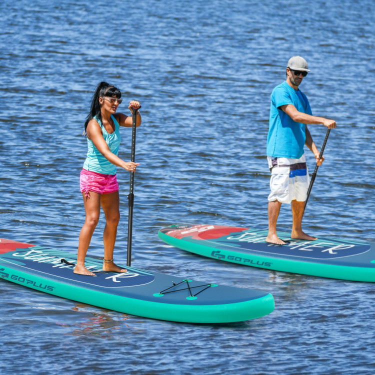 10 Feet Inflatable Stand Up Paddle Board with Backpack Leash Aluminum Paddle-MCostway Gallery View 2 of 12