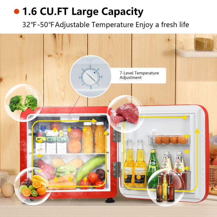 1.6 Cubic Feet Compact Refrigerator with Reversible Door-RedCostway Gallery View 8 of 12
