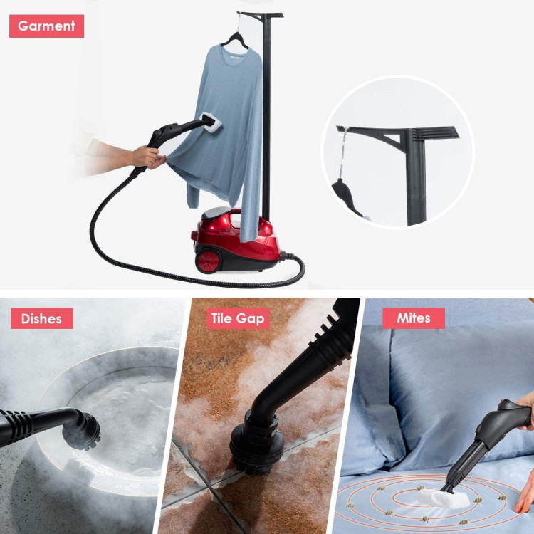 2000W Heavy Duty Multi-purpose Steam Cleaner Mop with Detachable Handheld Unit-RedCostway Gallery View 2 of 9