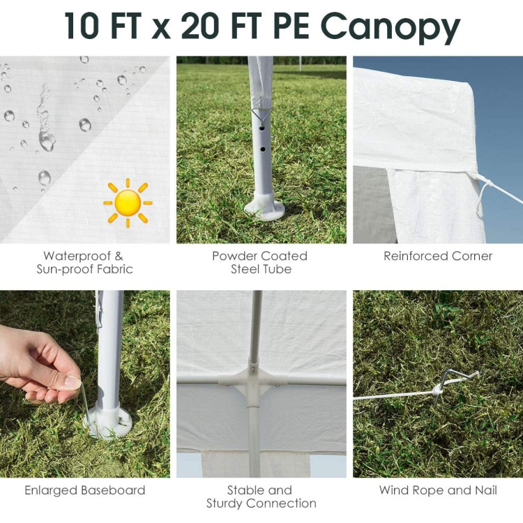 10 x 20 Feet Waterproof Canopy Tent with Tent Peg and Wind RopeCostway Gallery View 10 of 11