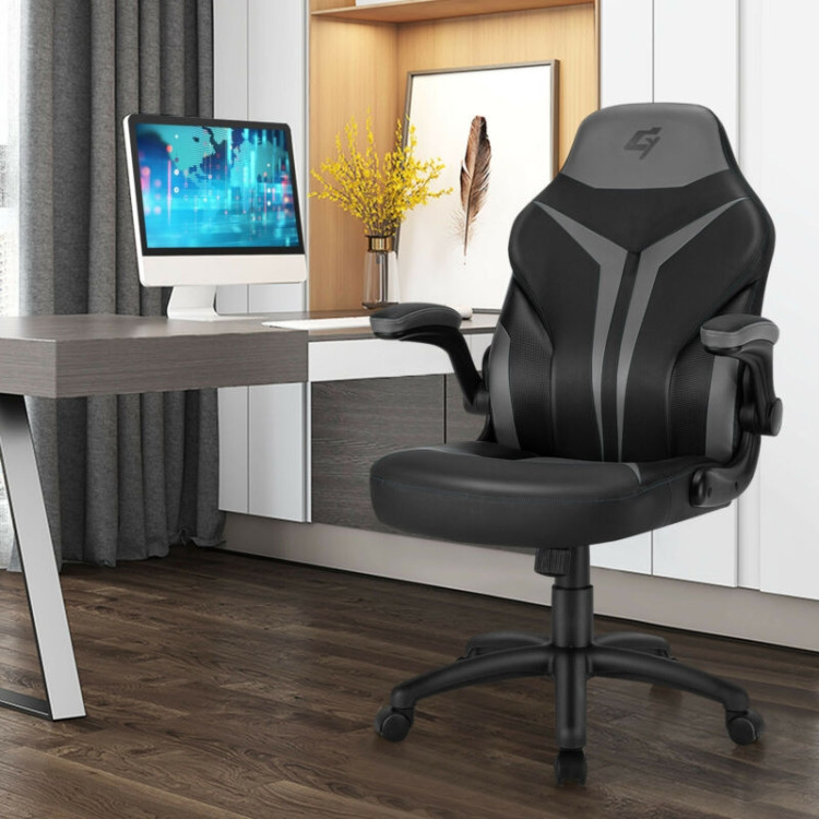 Height Adjustable Swivel High Back Gaming Chair Computer Office Chair-GrayCostway Gallery View 2 of 12