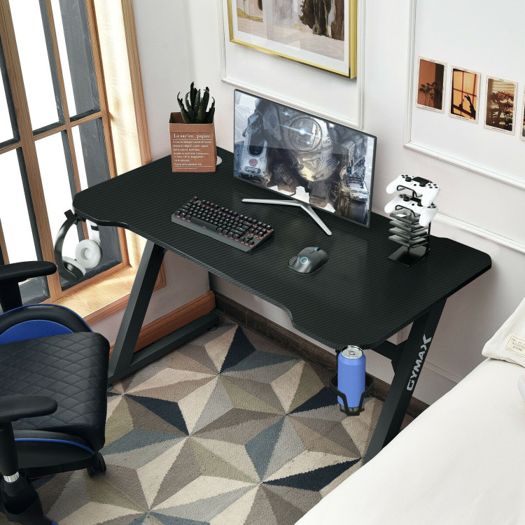 Gaming Desk Z-Shaped Computer Office Table with Gaming Handle RackCostway Gallery View 2 of 12