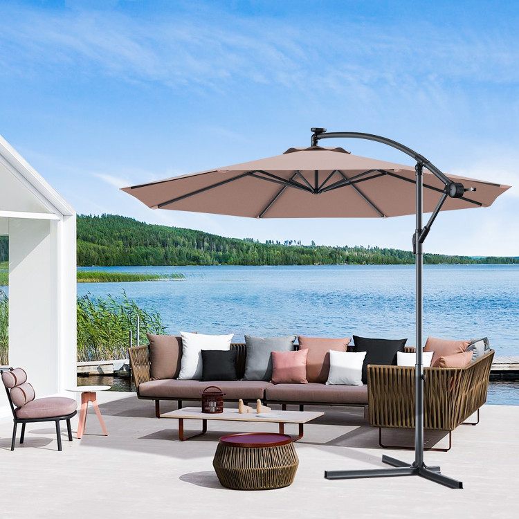 10 Feet Patio Outdoor Sunshade Hanging Umbrella without Weight BaseCostway Gallery View 2 of 40