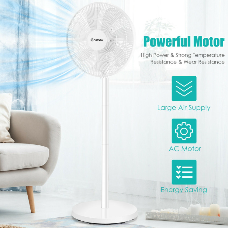 16 Inches Adjustable Height Fan with Quiet Oscillating Stand for Home and  Office - Costway