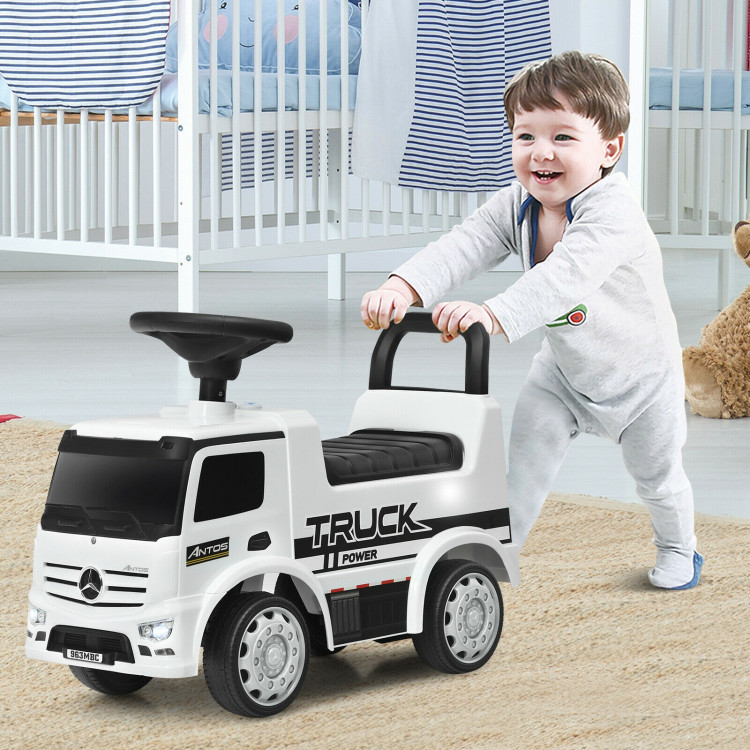 Children Push and Ride Racer Licensed Mercedes Benz Push Truck Car-WhiteCostway Gallery View 2 of 12