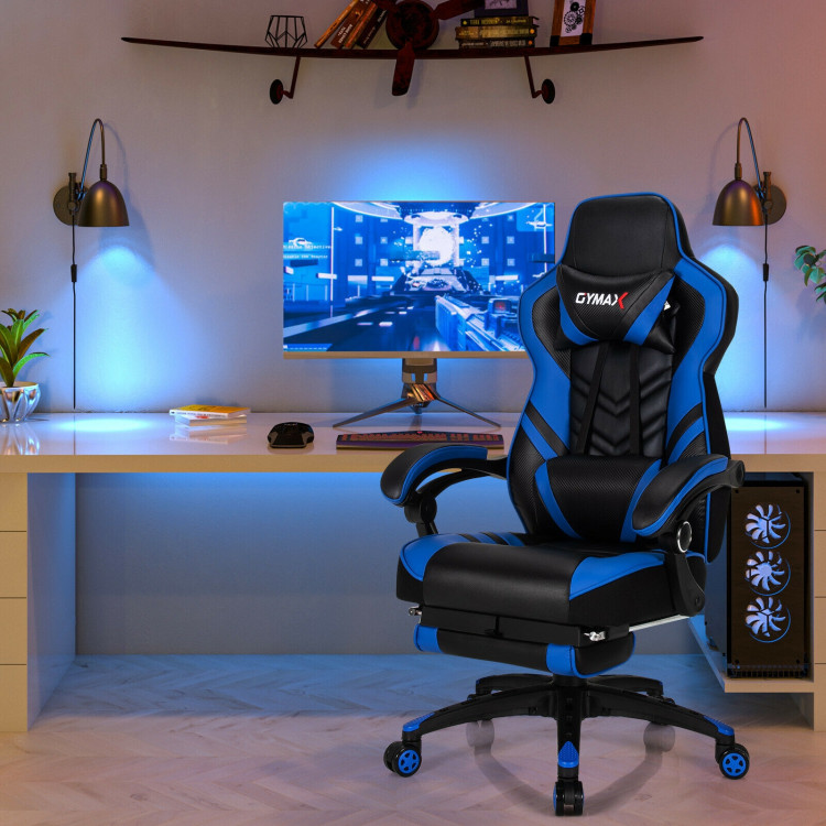 Adjustable Gaming Chair with Footrest for Home Office-BlueCostway Gallery View 2 of 12