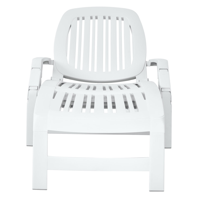 Adjustable Patio Sun Lounger with Weather Resistant Wheels-WhiteCostway Gallery View 9 of 11