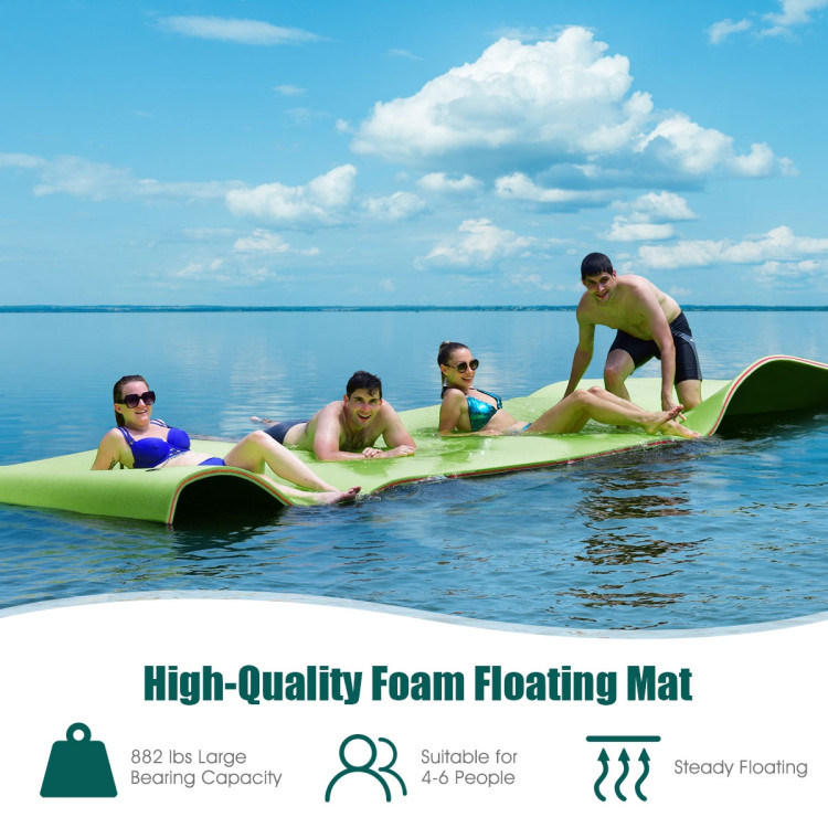 12’ x 6’ 3 Layer Floating Water Pad-GreenCostway Gallery View 9 of 10