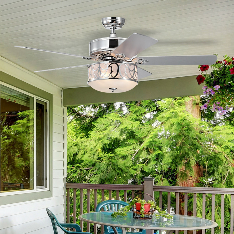52 Inch Ceiling Fan with Light Reversible Blade and Adjustable Speed-SilverCostway Gallery View 6 of 12