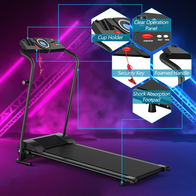 1.0 HP Electric Mobile Power Foldable Treadmill with Operation Display for HomeCostway Gallery View 8 of 11