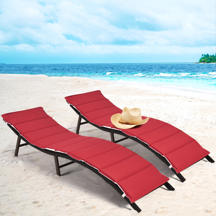 2Pcs Folding Patio Lounger ChairCostway Gallery View 2 of 11