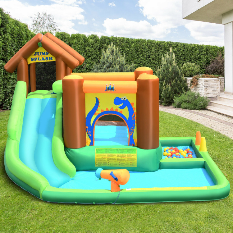 Inflatable Waterslide Bounce House Climbing Wall Ball Pit with BlowerCostway Gallery View 1 of 13