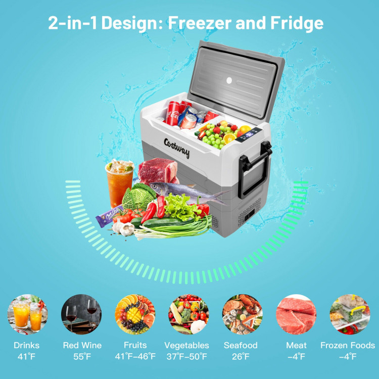 58 Quarts Car Refrigerator Portable RV Freezer Dual Zone with