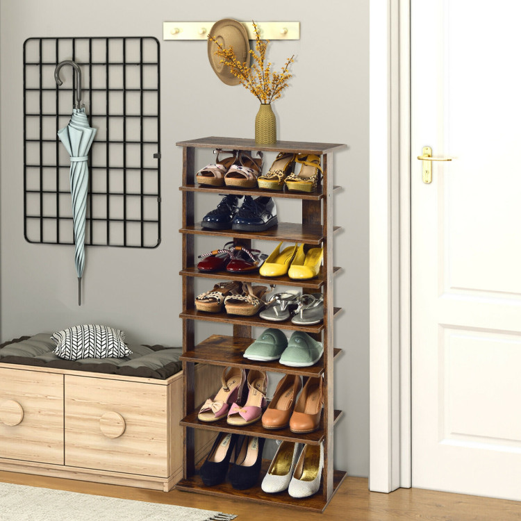 7 Tiers Vertical Shoe Rack Free Standing Concise Shelves StorageCostway Gallery View 7 of 33